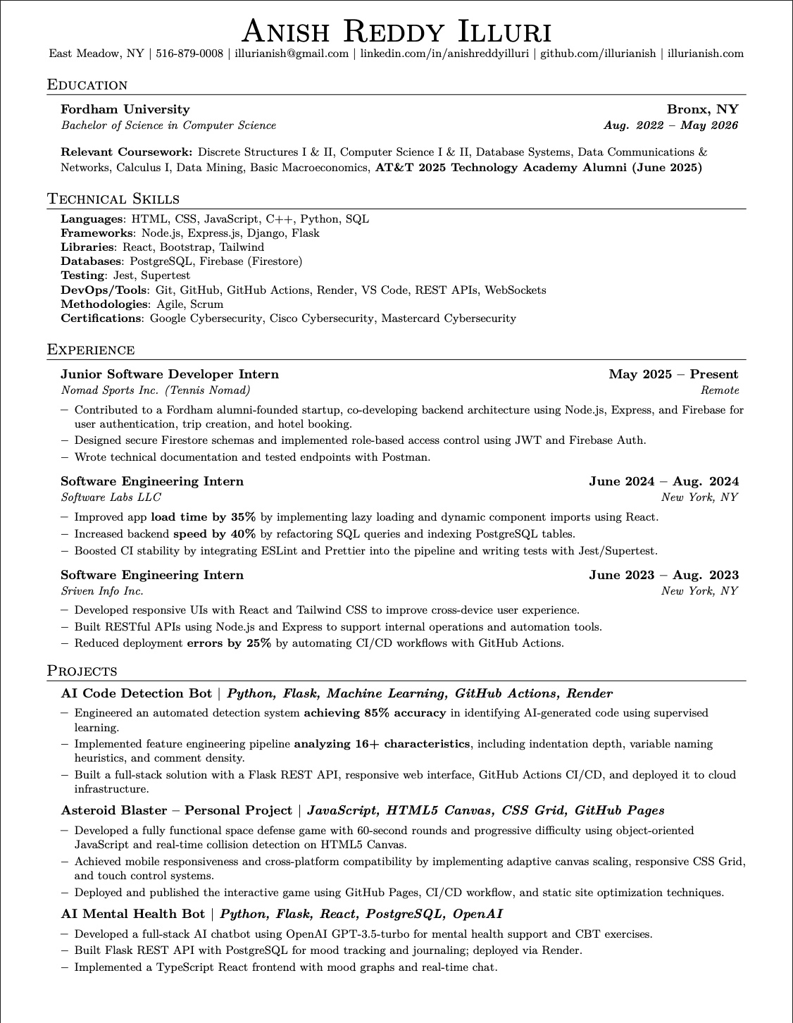 Anish Reddy Illuri Resume
